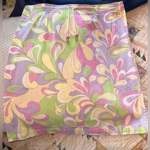 Vintage pastel 70s print knee length skirt rare